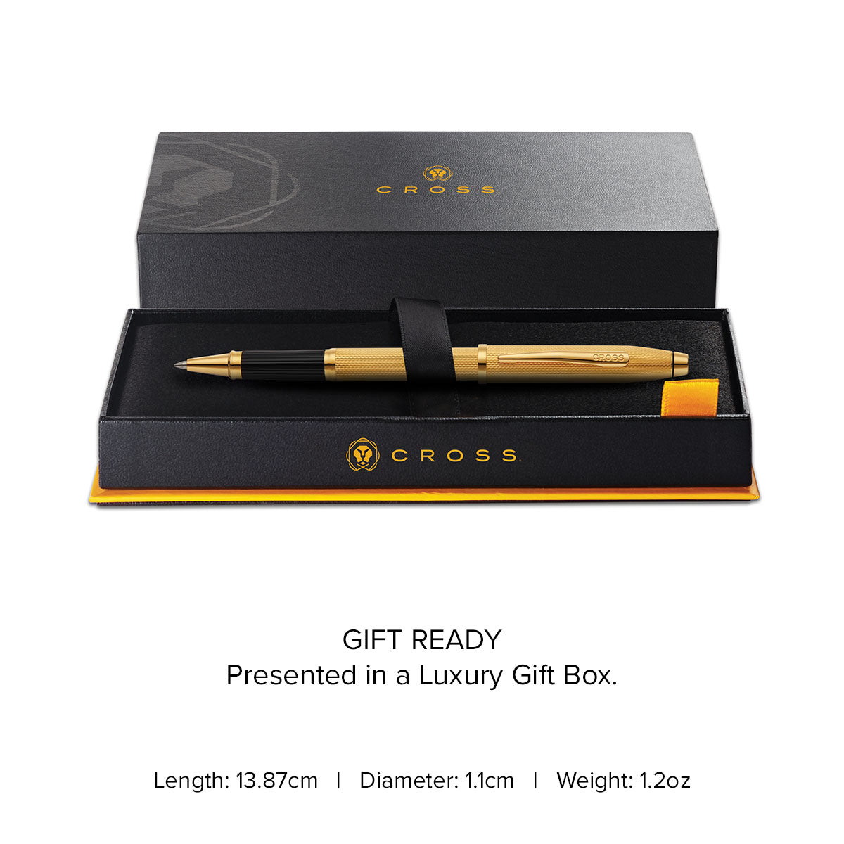 Century® II Polished 23KT Gold-plated Engraved Diamond Pattern Selectip Rollerball Pen