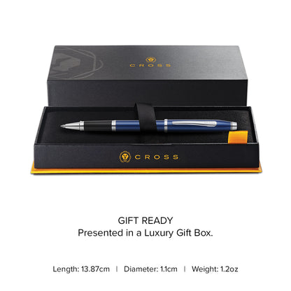 Century® II Polished Translucent Cobalt Blue Engraved Diamond Pattern Selectip Rollerball Pen