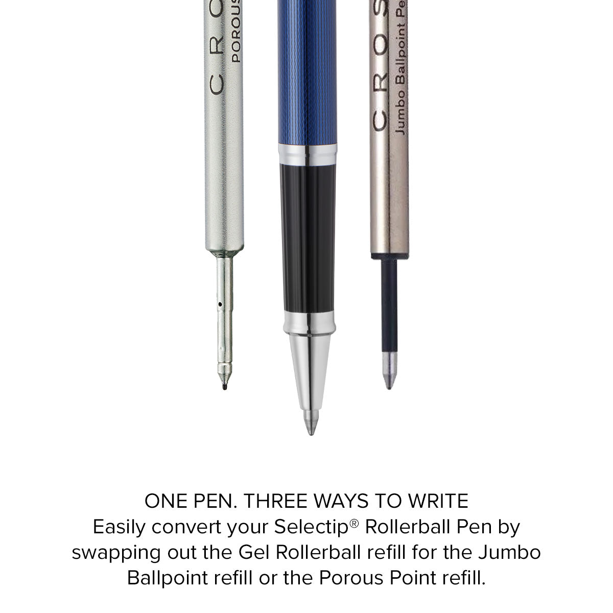 Century® II Polished Translucent Cobalt Blue Engraved Diamond Pattern Selectip Rollerball Pen