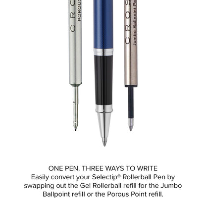 Century® II Polished Translucent Cobalt Blue Engraved Diamond Pattern Selectip Rollerball Pen