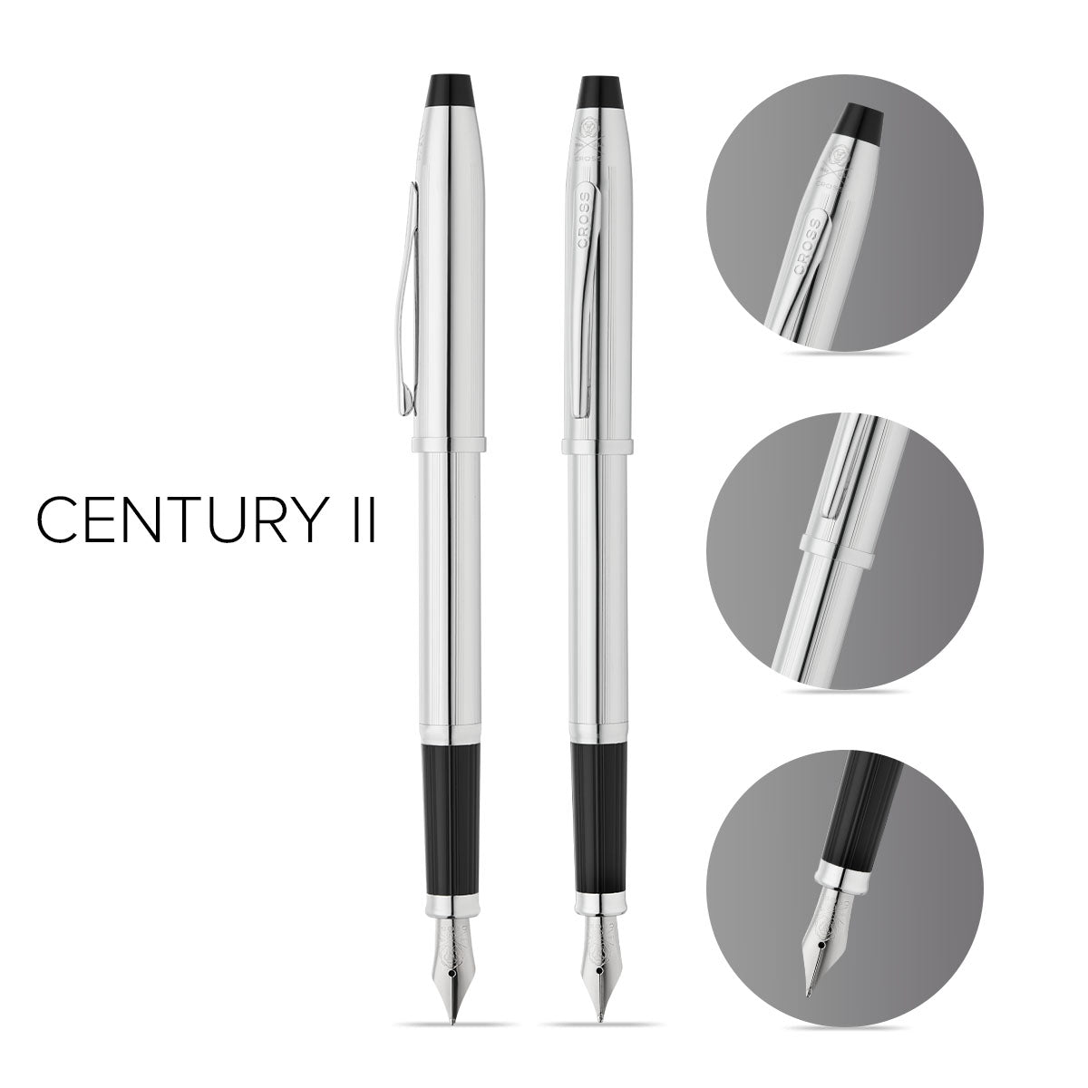 Century® II Lustrous Chrome Medium Nib Fountain Pen