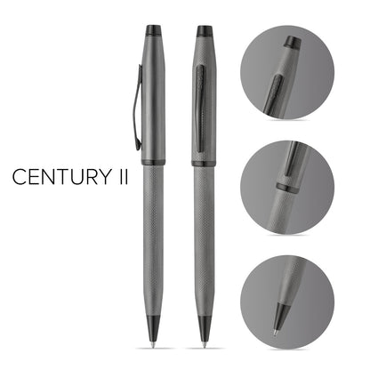 Century® II Polished Slate Gray Engraved Diamond Pattern Ballpoint Pen