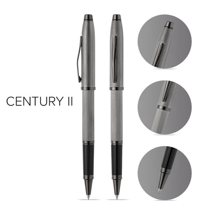 Century® II Polished Slate Gray Engraved Diamond Pattern Selectip Rollerball Pen
