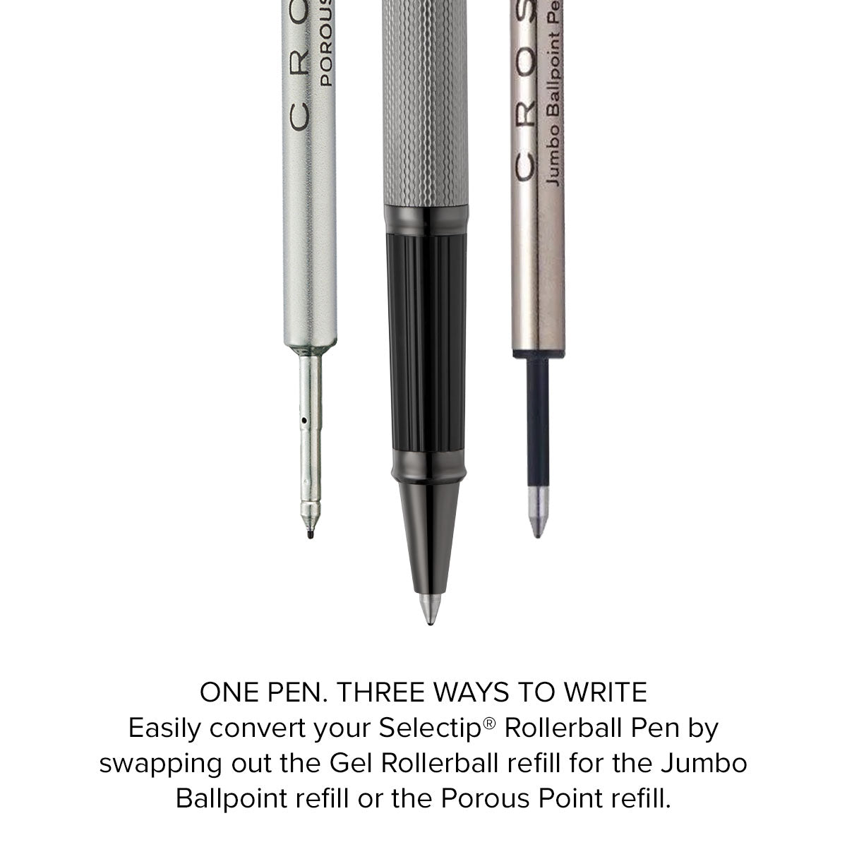 Century® II Polished Slate Gray Engraved Diamond Pattern Selectip Rollerball Pen