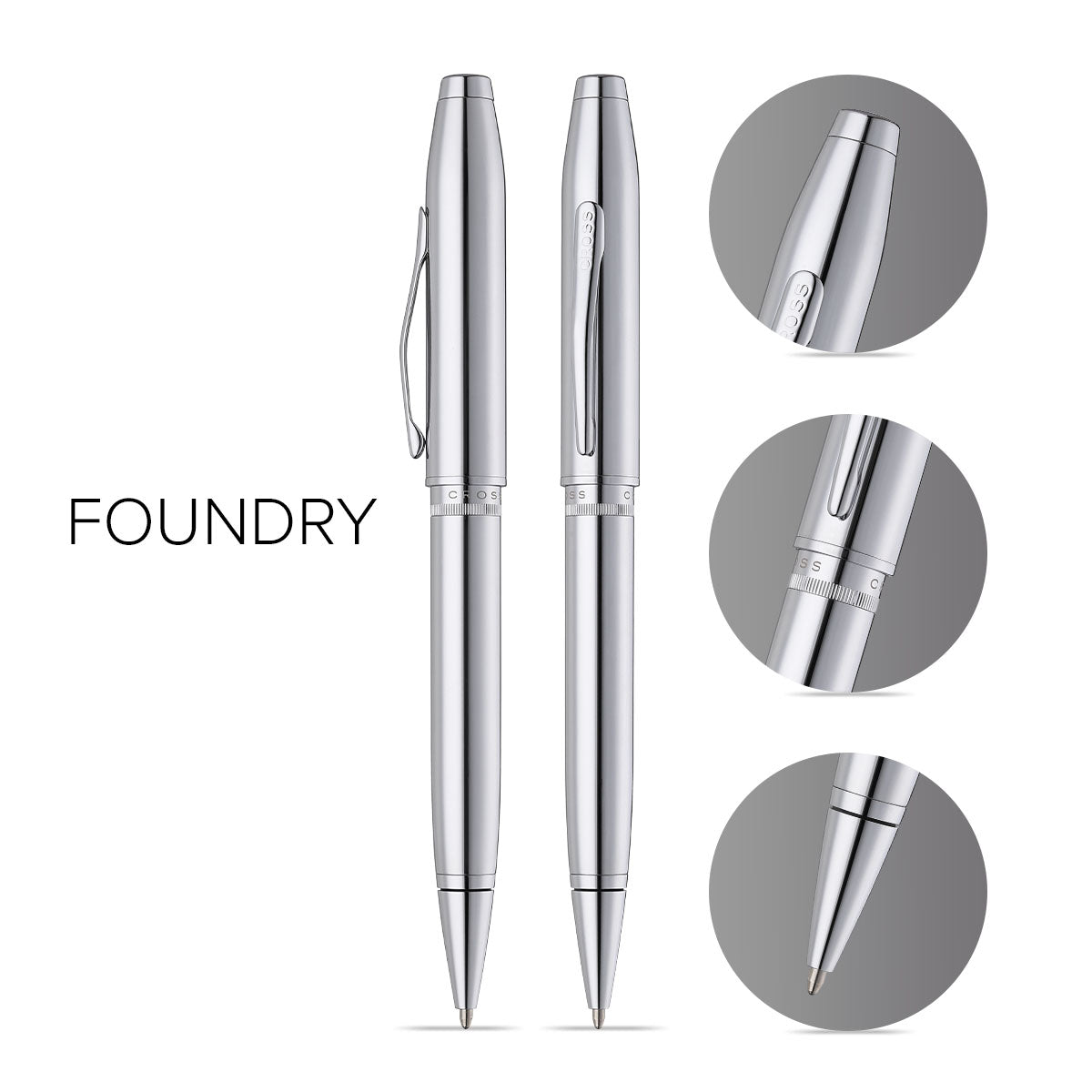 Foundry Polished Chrome with Polished Chrome Appointments Ballpoint Pen