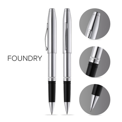 Foundry Polished Chrome with Polished Chrome Appointments Rollerball Pen