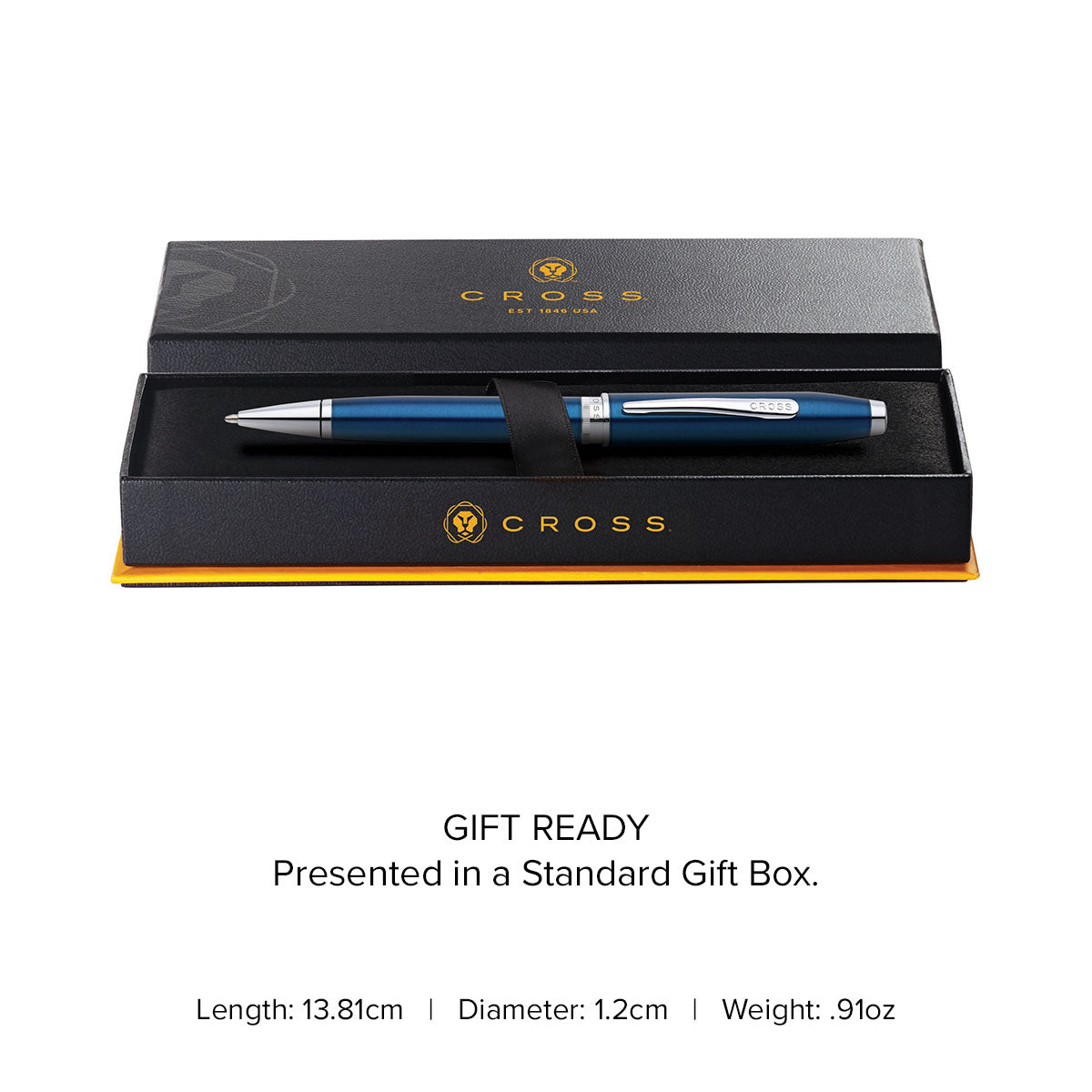 Foundry Glossy Translucent Blue Lacquer with Polished Chrome Appointments Ballpoint Pen