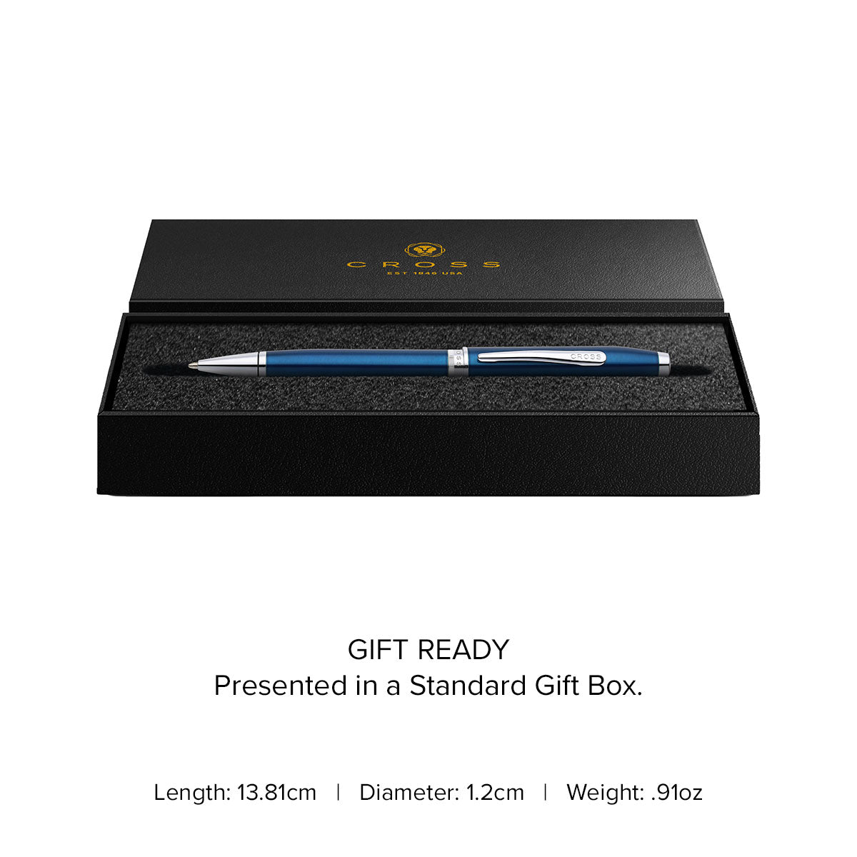 Foundry Glossy Translucent Blue Lacquer with Polished Chrome Appointments Ballpoint Pen