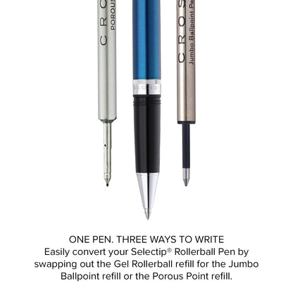 Foundry Glossy Translucent Blue Lacquer with Polished Chrome Appointments Rollerball Pen