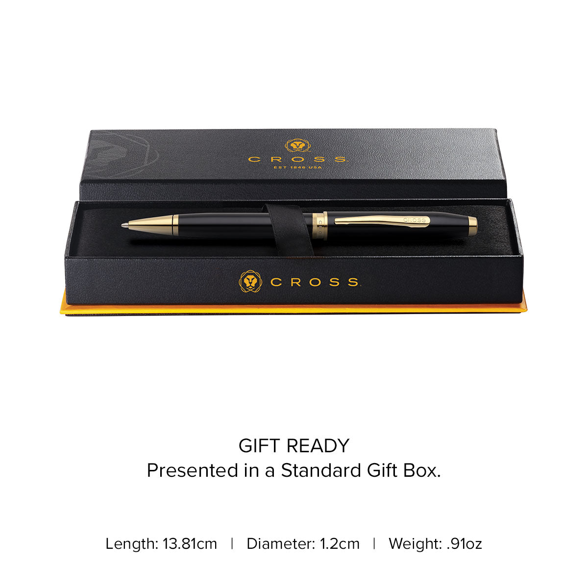 Foundry Glossy Black Lacquer with PVD Gold Appointments Ballpoint Pen