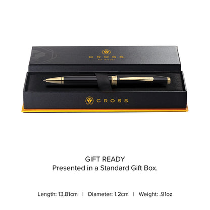Foundry Glossy Black Lacquer with PVD Gold Appointments Ballpoint Pen