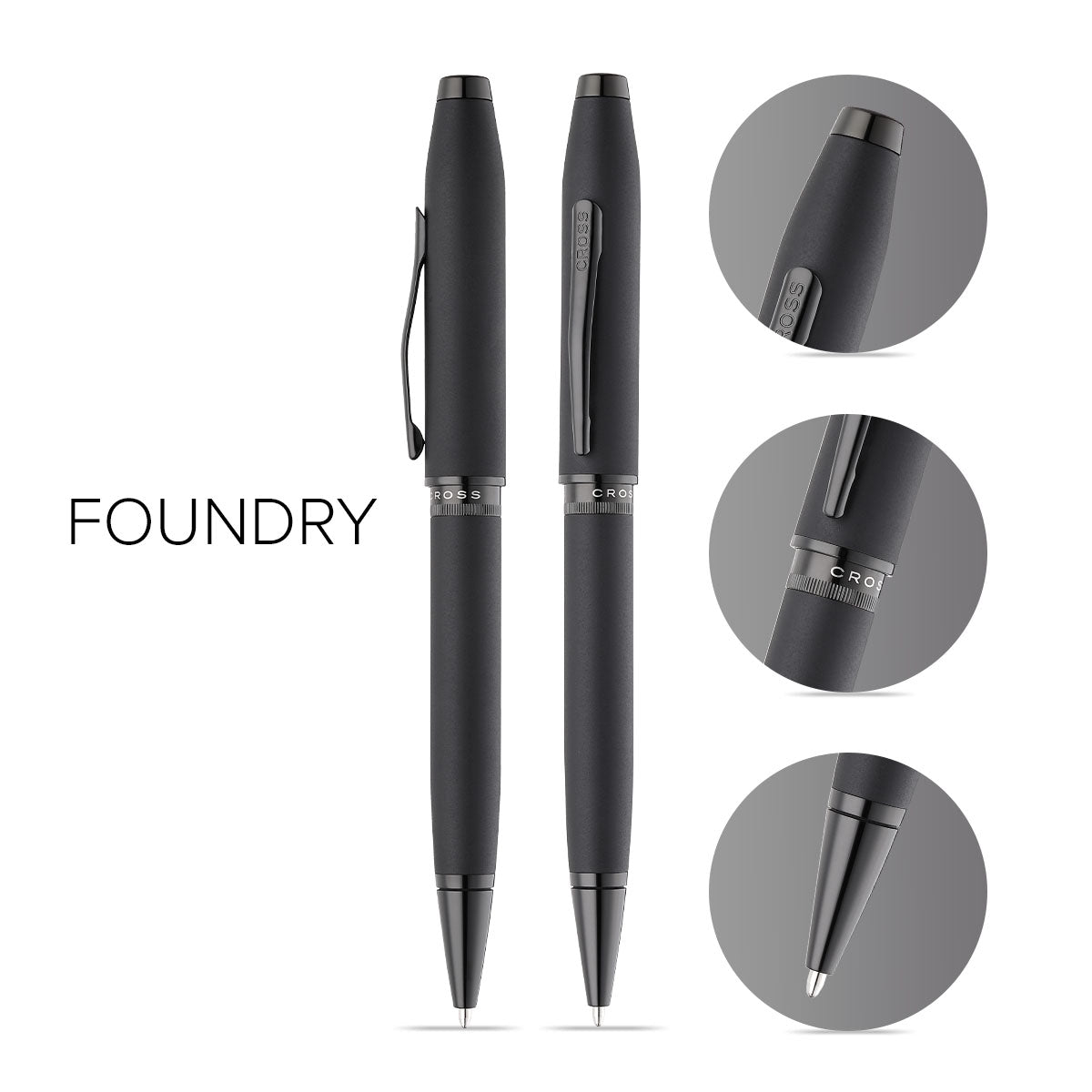 Foundry Matte Black Lacquer with PVD Black Appointments Ballpoint Pen