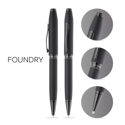 Foundry Matte Black Lacquer with PVD Black Appointments Ballpoint Pen