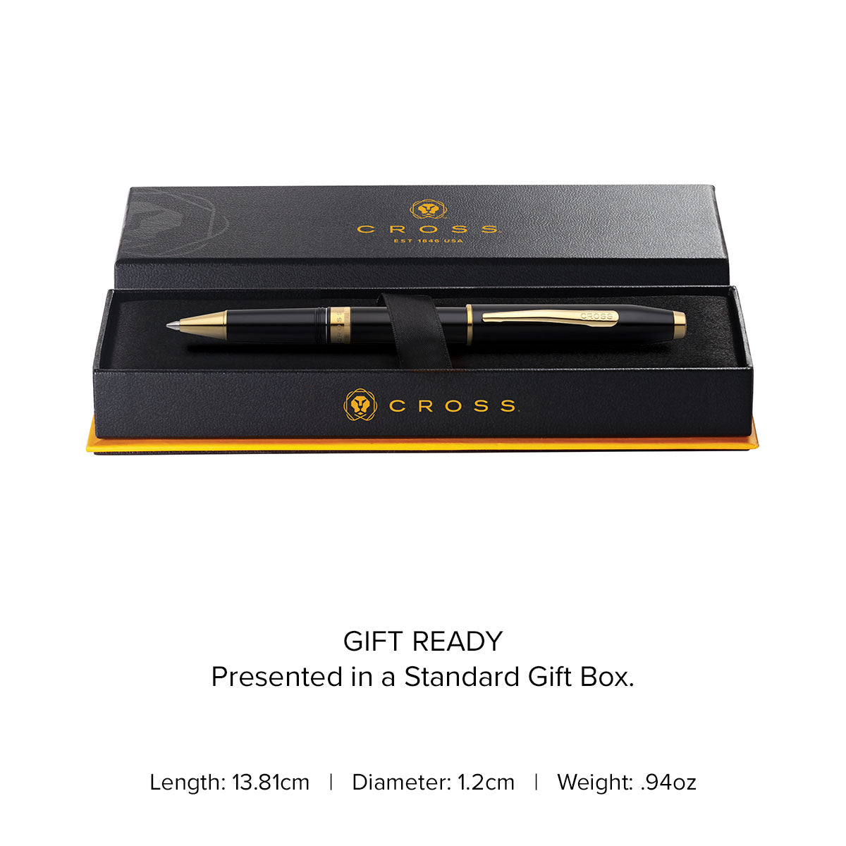 Foundry Glossy Black Lacquer with PVD Gold Appointments Rollerball Pen