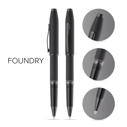 Foundry Matte Black Lacquer with PVD Black Appointments Rollerball Pen