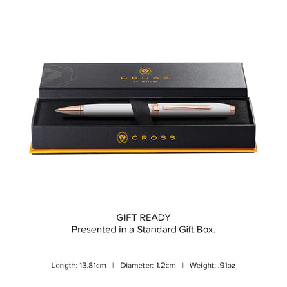 Foundry Pearl White Lacquer with Rose Gold Appointments Ballpoint Pen