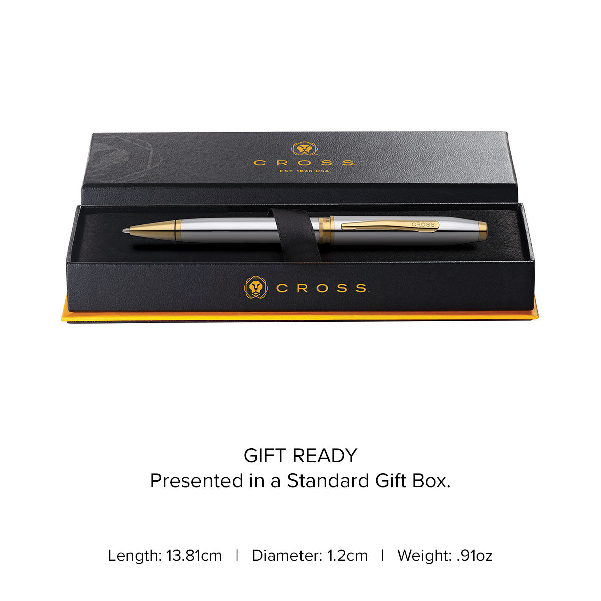 Foundry Polished Chrome with PVD Gold Appointments Ballpoint Pen