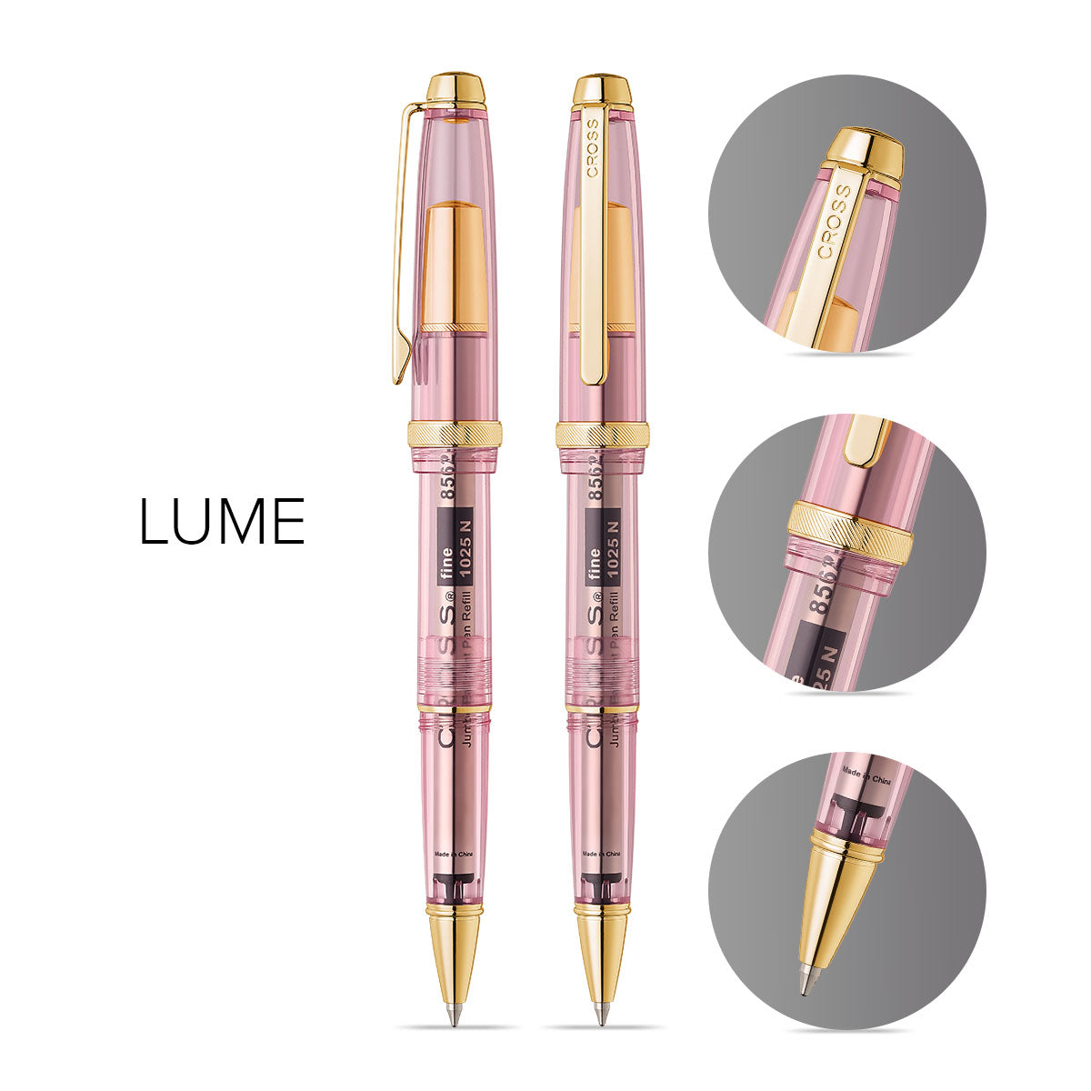 Lume Translucent Pink Sapphire Resin and Gold-Tone PVD Appointments Ballpoint Pen