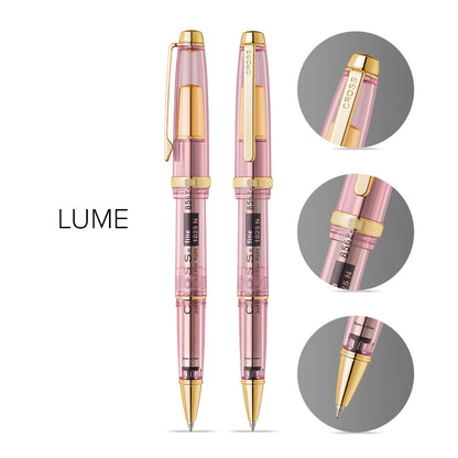 Lume Translucent Pink Sapphire Resin and Gold-Tone PVD Appointments Ballpoint Pen