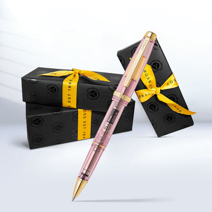 Lume Translucent Pink Sapphire Resin and Gold-Tone PVD Appointments Rollerball Pen