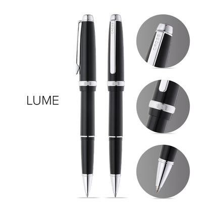 Lume Obsidian Black with Polished Chrome Appointments Rollerball Pen