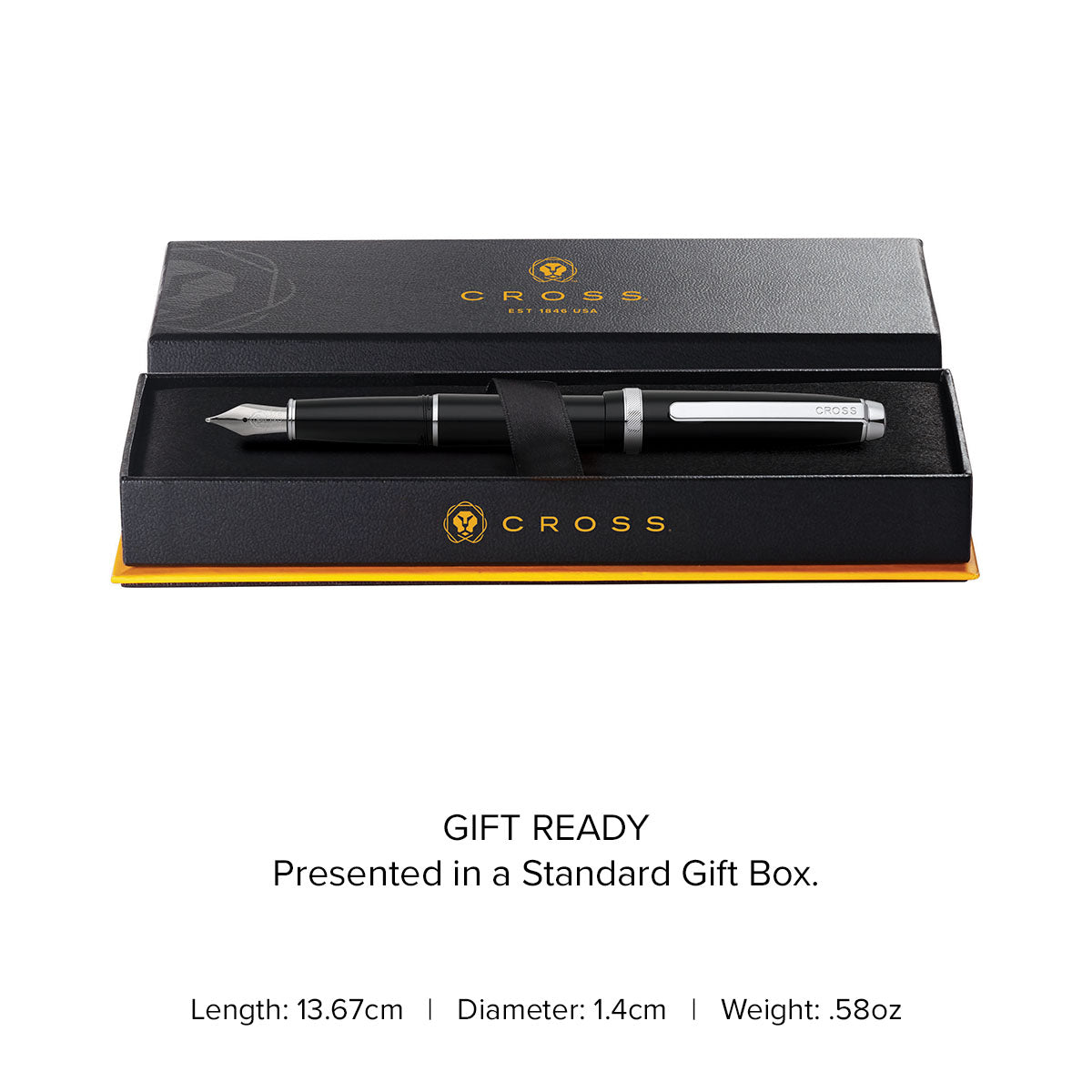 Lume Obsidian Black with Chrome Appointments and Stainless Steel Medium Nib Fountain Pen