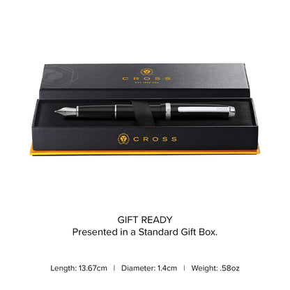 Lume Obsidian Black with Chrome Appointments and Stainless Steel Medium Nib Fountain Pen