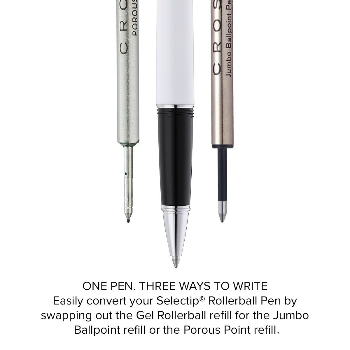 Lume Porcelain White with Polished Chrome Appointments Rollerball Pen