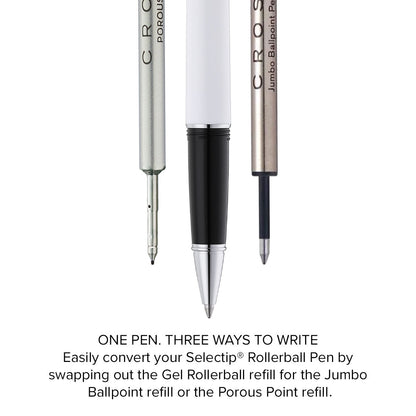 Lume Porcelain White with Polished Chrome Appointments Rollerball Pen