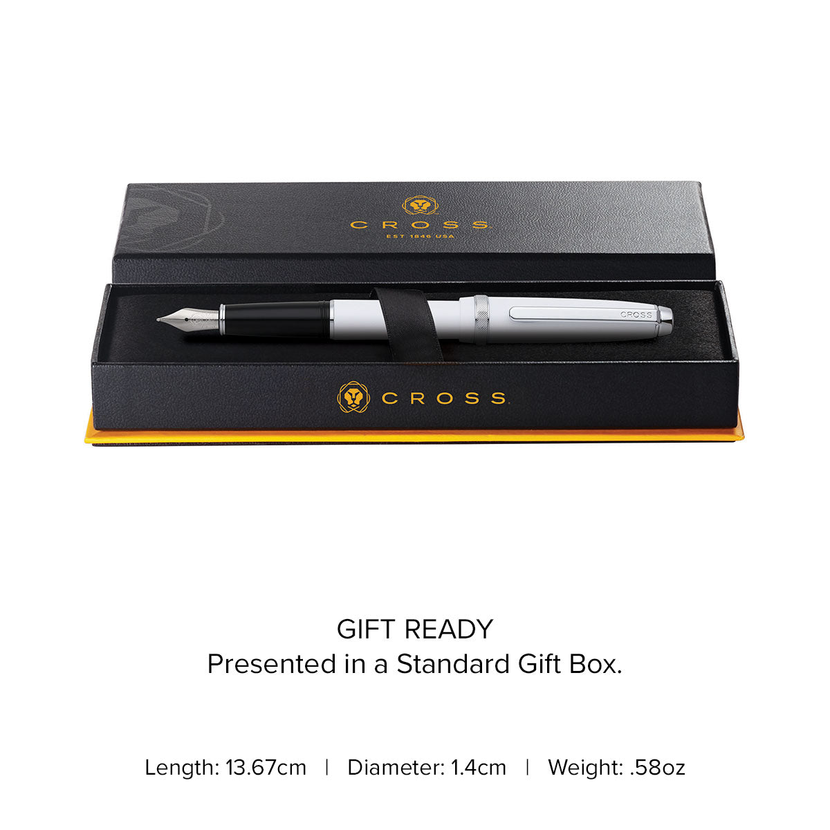 Lume Porcelain White with Polished Chrome Appointments and Polished Chrome Stainless Steel Medium Nib Fountain Pen