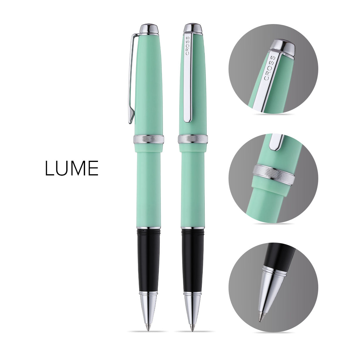 Lume Seafoam with Polished Chrome Appointments Rollerball Pen