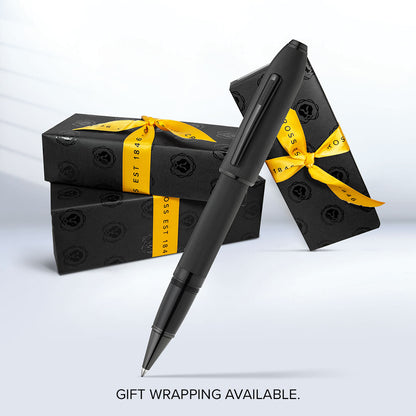 Peerless™ Polished Black PVD Engraved Diamond Pattern with Black PVD Appointments and Swarovski Crystal Rollerball Pen