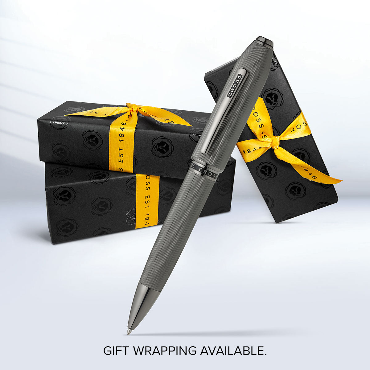 Peerless™ Polished Slate Gray Engraved Diamond Pattern with Slate Gray PVD Appointments and Swarovski Crystal Ballpoint Pen