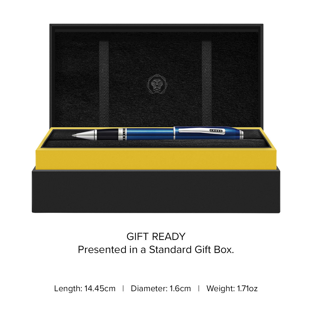 Peerless™ Translucent Quartz Blue Engraved Lacquer Platinum Plated Appointments Rollerball Pen