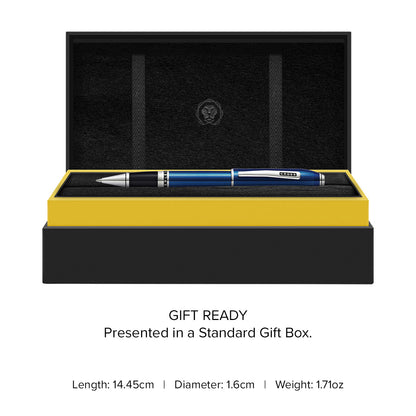 Peerless™ Translucent Quartz Blue Engraved Lacquer Platinum Plated Appointments Rollerball Pen