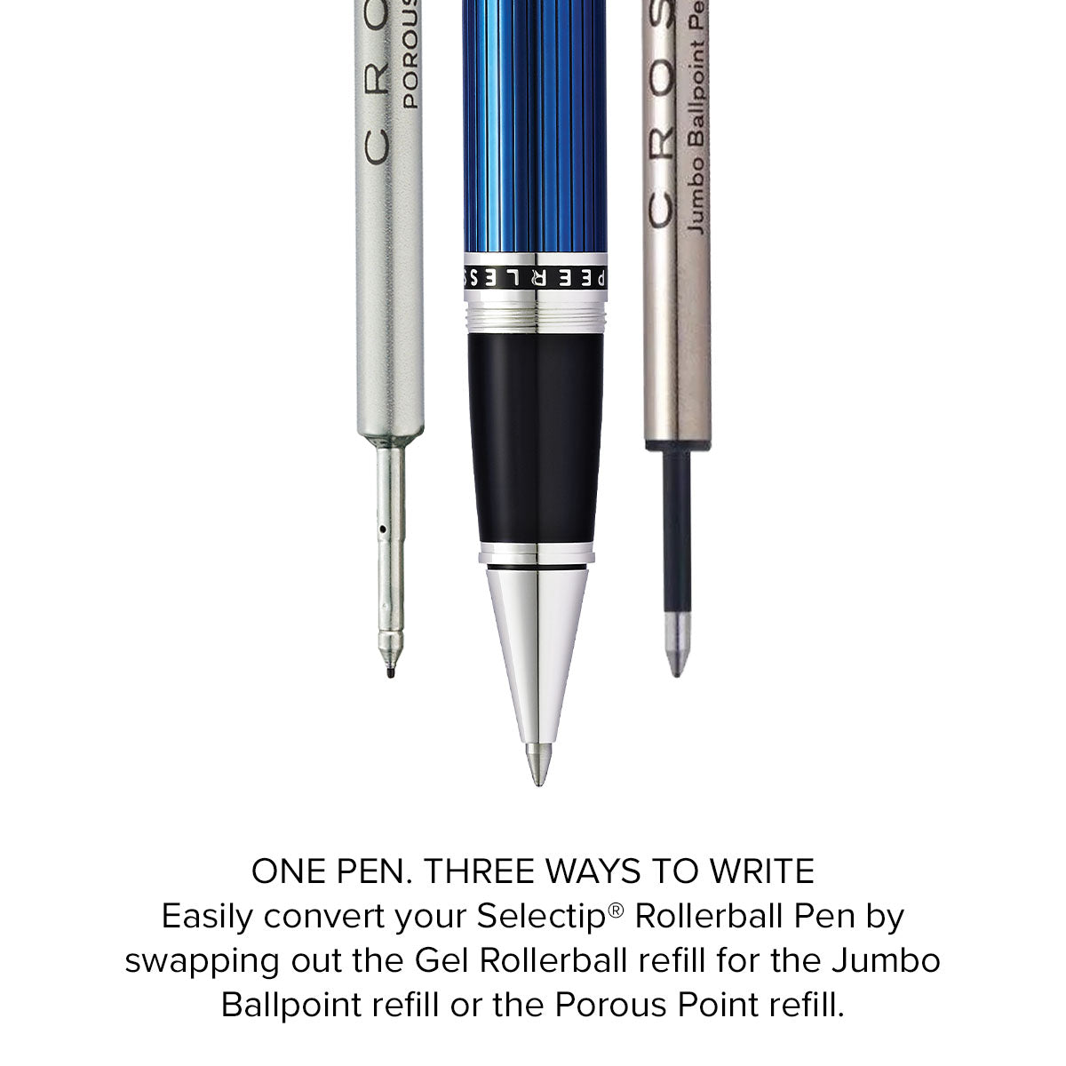 Peerless™ Translucent Quartz Blue Engraved Lacquer Platinum Plated Appointments Rollerball Pen
