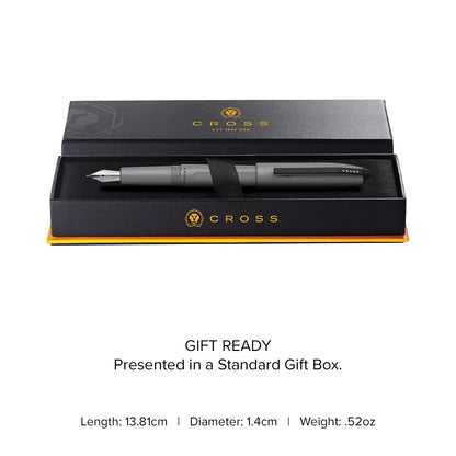 Prism Graphite Resin with Polished Chrome Stainless Steel Medium Nib Fountain Pen