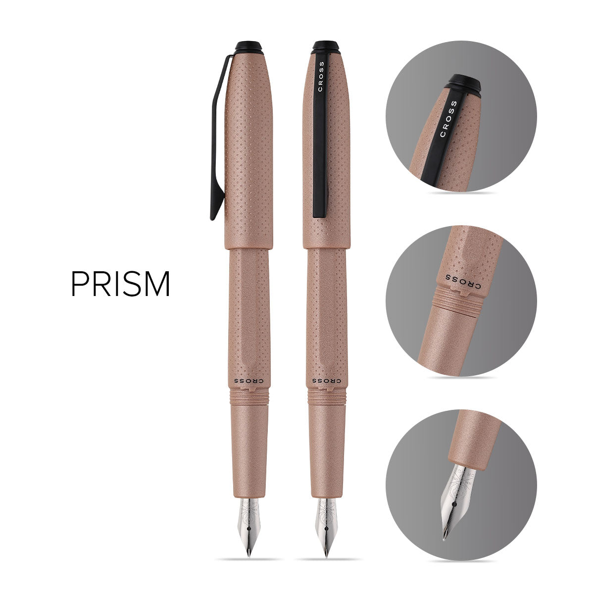 Prism Mocha Resin with Polished Chrome Stainless Steel Fine Nib Fountain Pen
