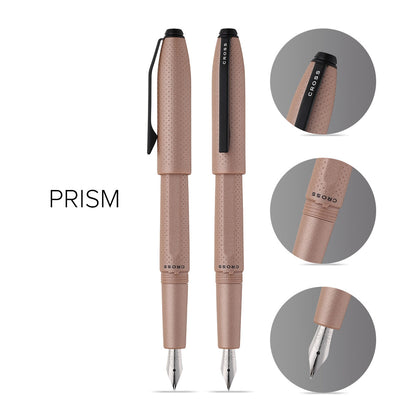 Prism Mocha Resin with Polished Chrome Stainless Steel Fine Nib Fountain Pen