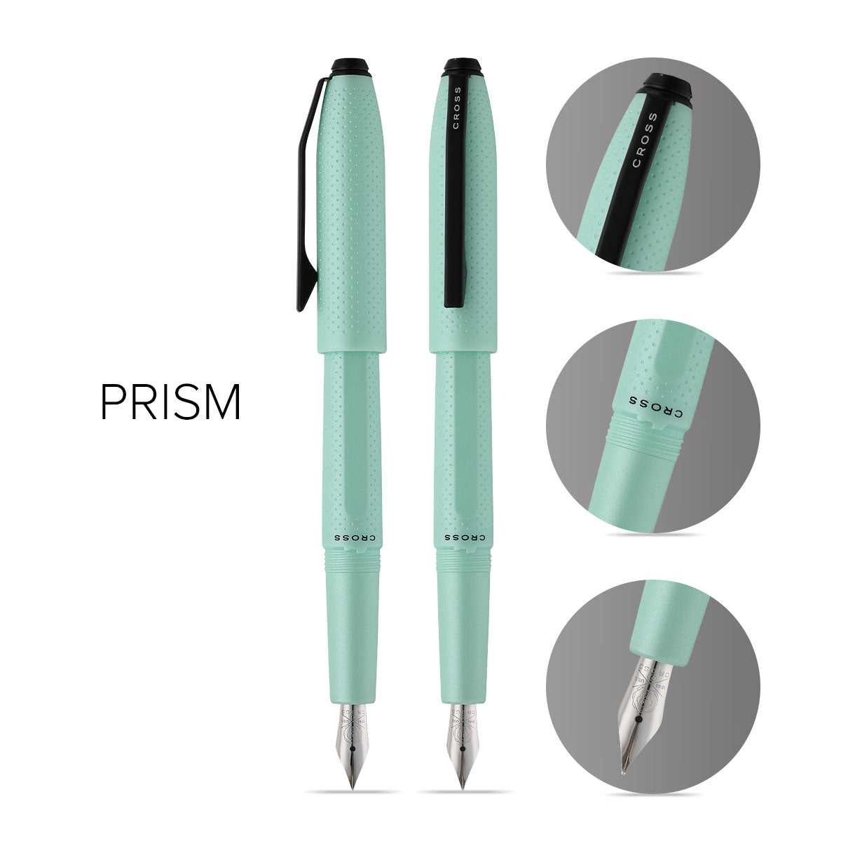 Prism Seafoam Resin with Polished Chrome Stainless Steel Medium Nib Fountain Pen
