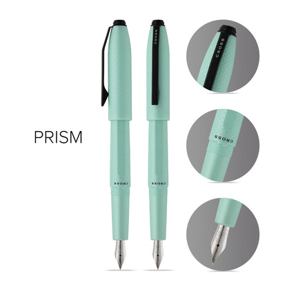 Prism Seafoam Resin with Polished Chrome Stainless Steel Medium Nib Fountain Pen