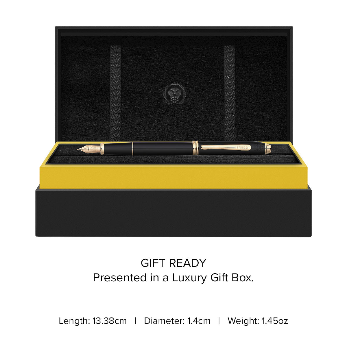 Townsend® Black Lacquer with 23KT Gold-Plated Appointments and Solid 18KT Gold Fine Nib Fountain Pen