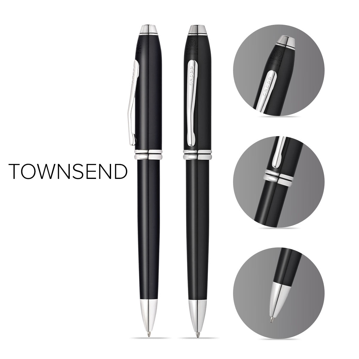 Townsend Black Lacquer with Chrome Ballpoint Pen | Cross – A.T. Cross