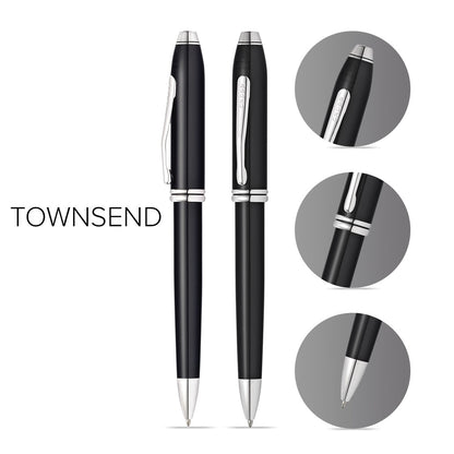 Townsend® Black Lacquer with Polished Chrome Ballpoint Pen