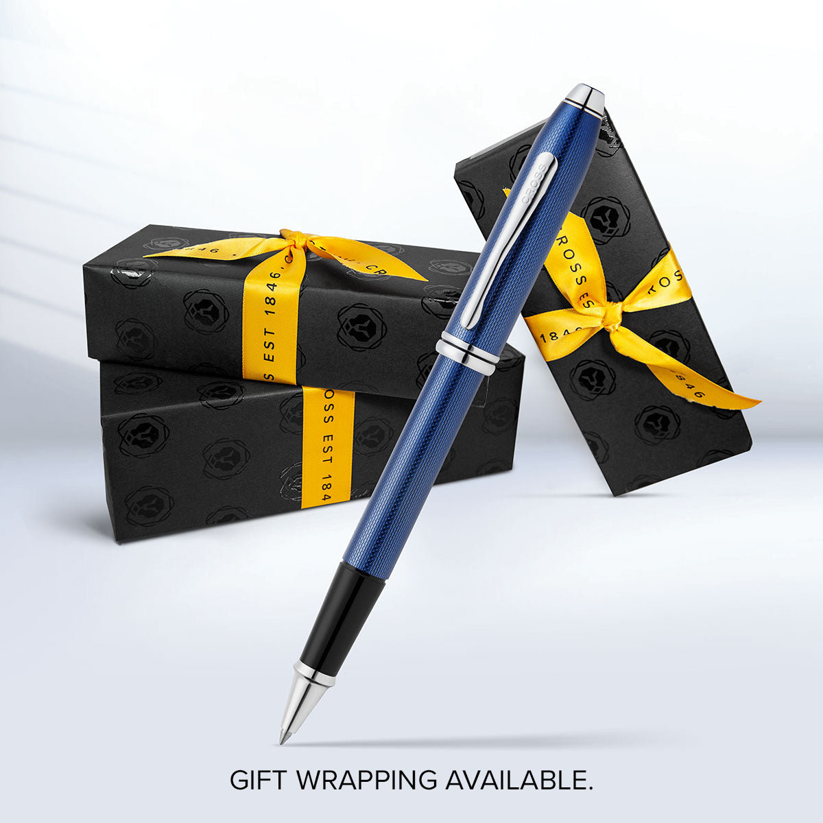 Townsend® Polished Translucent Cobalt Blue Engraved Diamond Pattern with Polished Chrome Appointments Selectip® Rollerball Pen