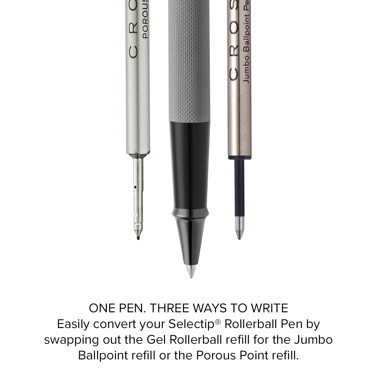 Townsend® Polished Slate Gray Engraved Diamond Pattern with Slate Gray PVD Appointments Selectip® Rollerball Pen
