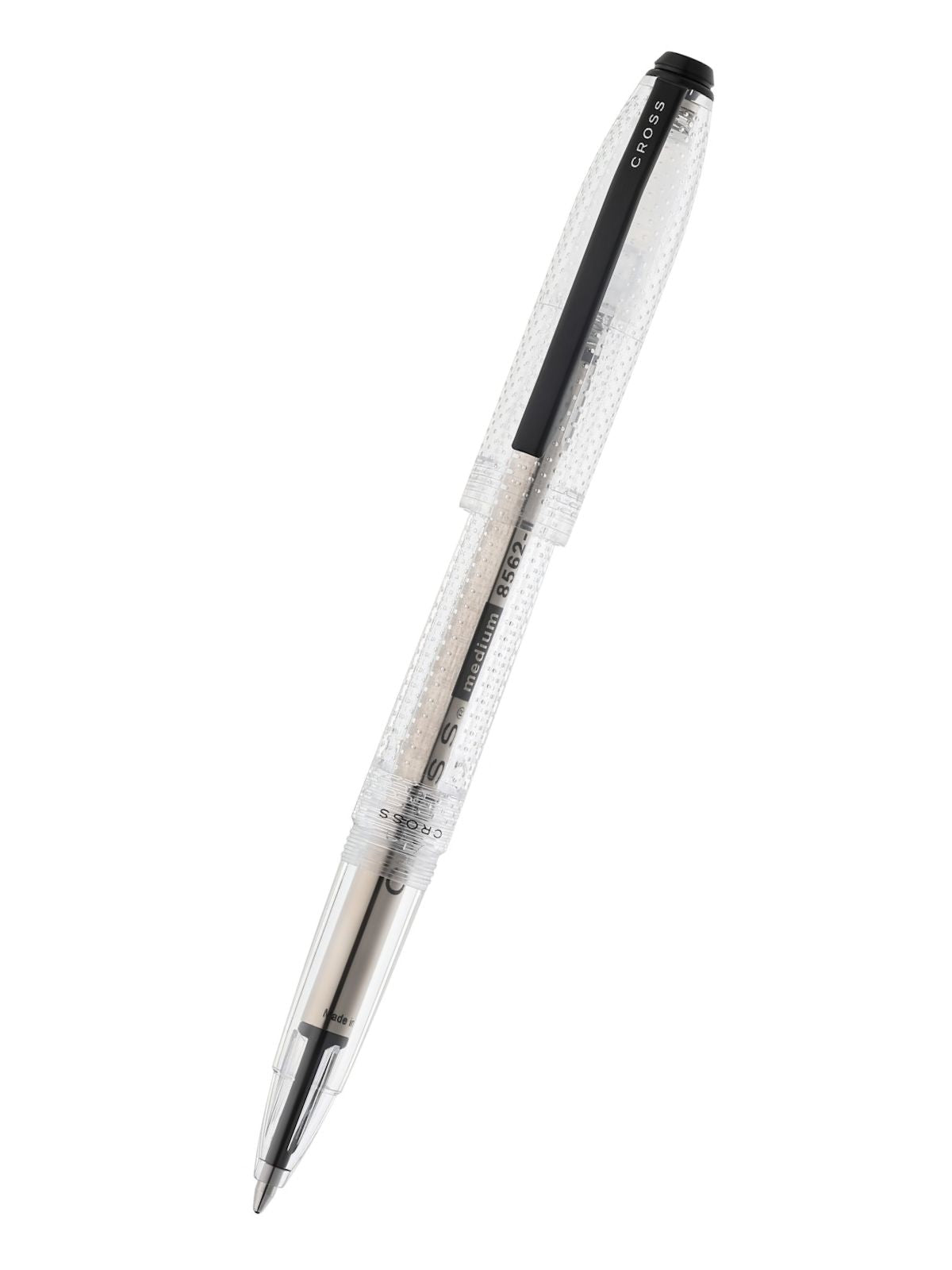 Prism Translucent Clear Resin with Black PVD Appointments Rollerball Pen