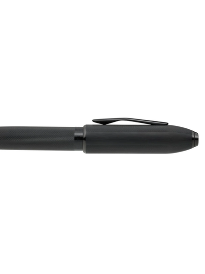 Peerless™ Polished Black PVD Engraved Diamond Pattern with Black PVD Appointments and Swarovski Crystal Ballpoint Pen