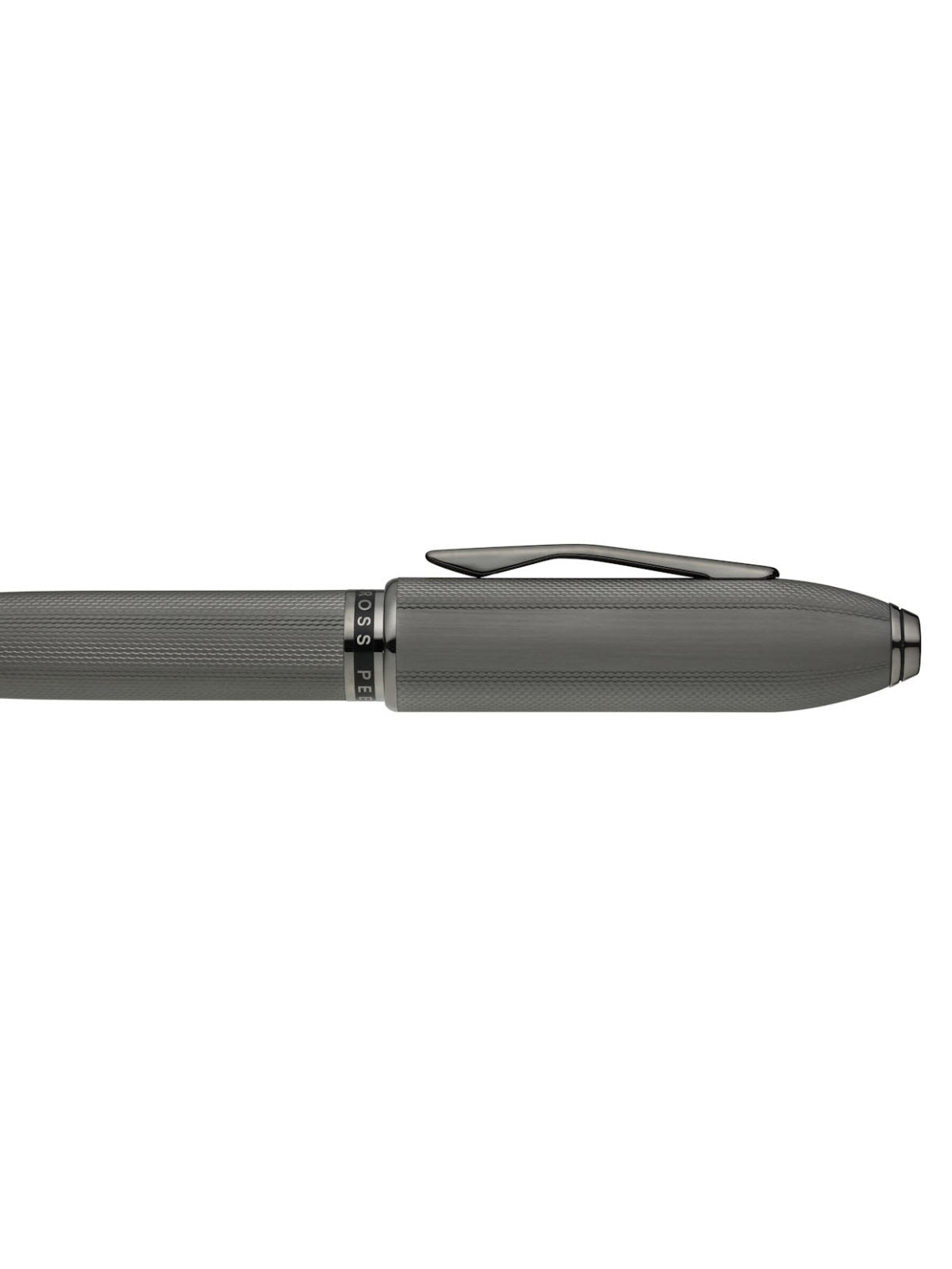 Peerless™ Polished Slate Gray Engraved Diamond Pattern with Slate Gray PVD Appointments and Swarovski Crystal Ballpoint Pen