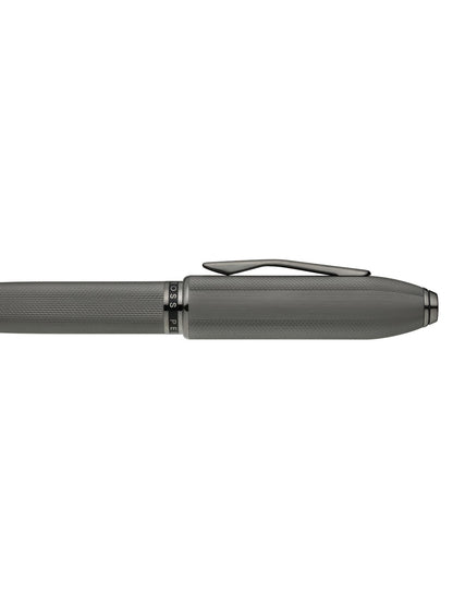 Peerless™ Polished Slate Gray Engraved Diamond Pattern with Slate Gray PVD Appointments and Swarovski Crystal Ballpoint Pen